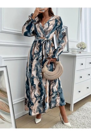 K61707-DESENLI DESENLİ ELBİSE