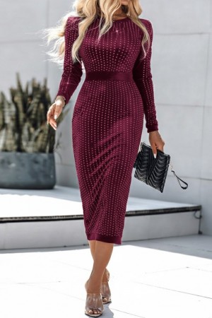 K61769-BORDO Burgundy DRESS