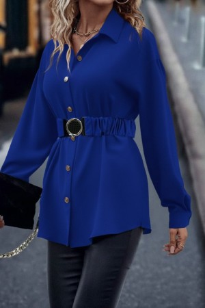 K61787-SAKS "SAKS MAVİ" BLOUSE