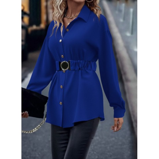 K61787-SAKS "SAKS MAVİ" BLOUSE