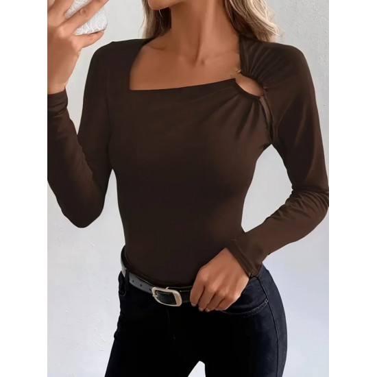 K61810-KAHVE COFFEE BLOUSE