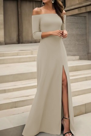 K61822-BEJ BEIGE DRESS