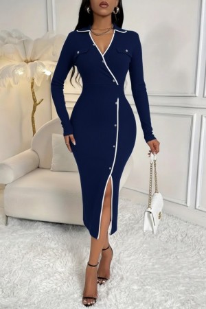 K61922-LACIVERT "NAVY BLUE" DRESS