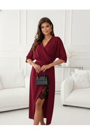 K61932-BORDO BORDO ELBİSE