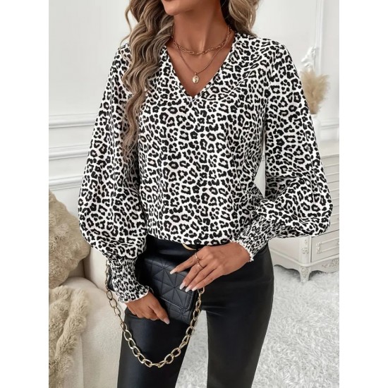 K61993-LEOPAR SİYAH BLUZ