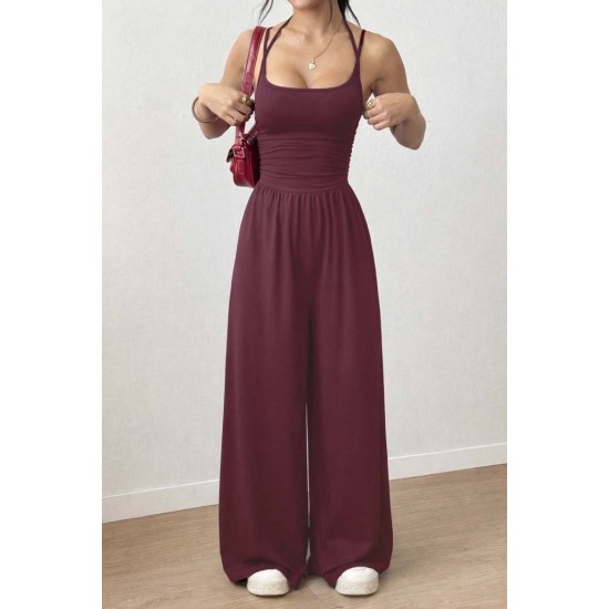 K62071-BORDO Burgundy OVERALLS