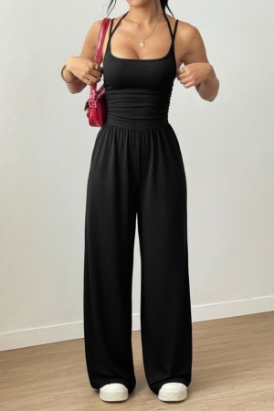 K62071-SIYAH BLACK OVERALLS