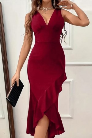 K62087-KIRMIZI RED DRESS