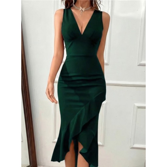 K62087-YESIL GREEN DRESS