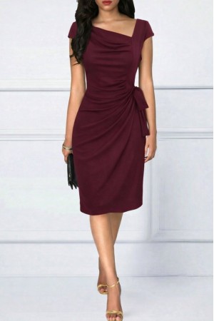 K62107-BORDO BORDO ELBİSE