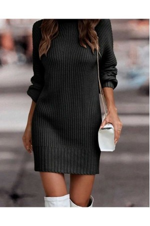 K63182-SIYAH SİYAH ELBİSE