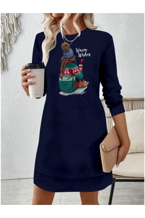 K64061-LACIVERT LACİVERT ELBİSE