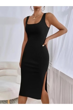 K65019-SIYAH SİYAH ELBİSE