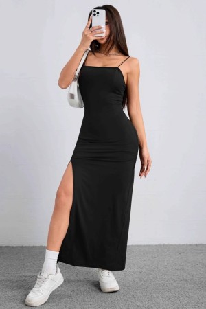 K65035-SIYAH BLACK DRESS