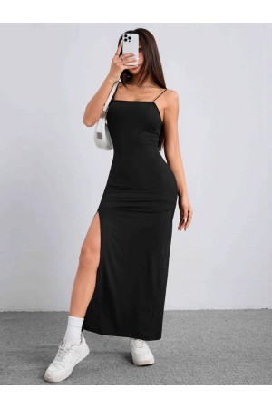 K65035-SIYAH SİYAH ELBİSE