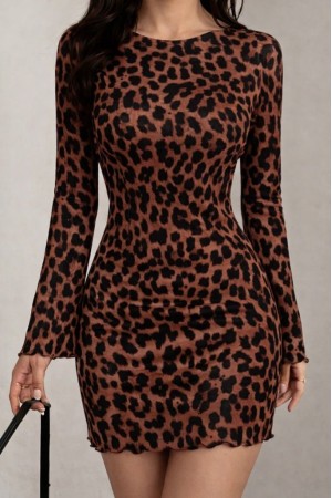 K65053-LEOPAR LEOPAR ELBİSE