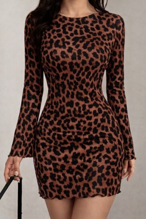 K65053-LEOPAR LEOPARD DRESS