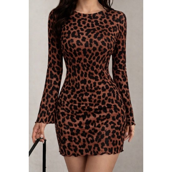 K65053-LEOPAR LEOPARD DRESS