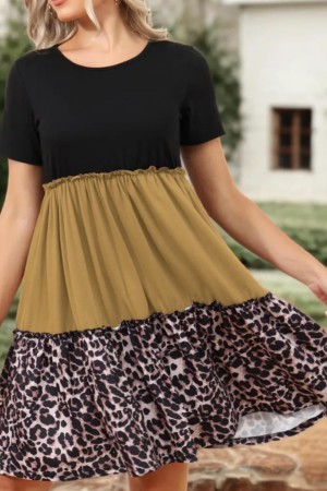 K66053-COK_RENKLI LEOPARD DRESS