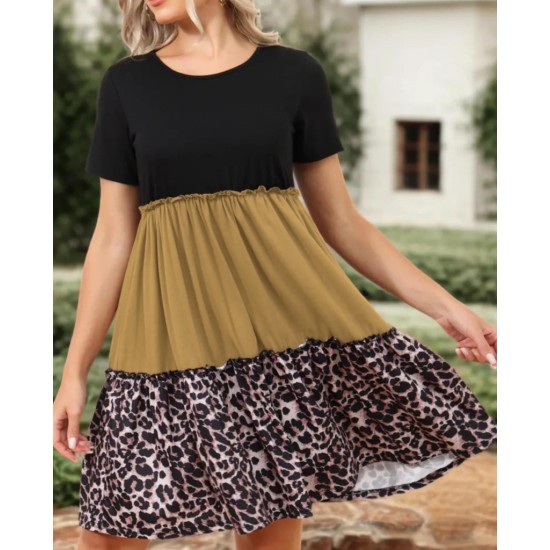 K66053-COK_RENKLI LEOPARD DRESS