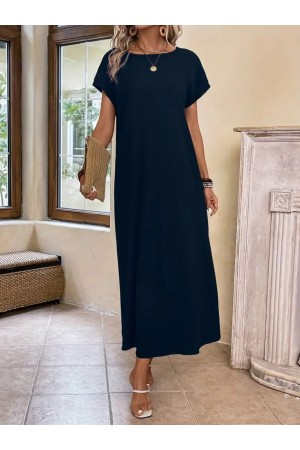 K71256-LACIVERT LACİVERT ELBİSE