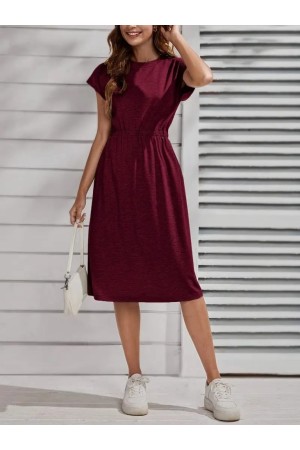 K71272-BORDO BORDO ELBİSE