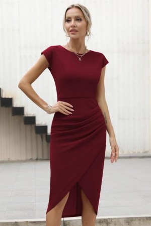 K71324-BORDO Burgundy DRESS