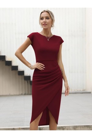 K71324-BORDO BORDO ELBİSE