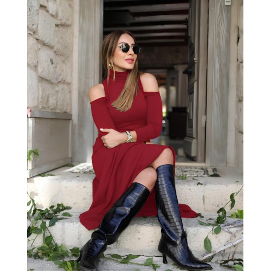 K72168-KIRMIZI RED DRESS