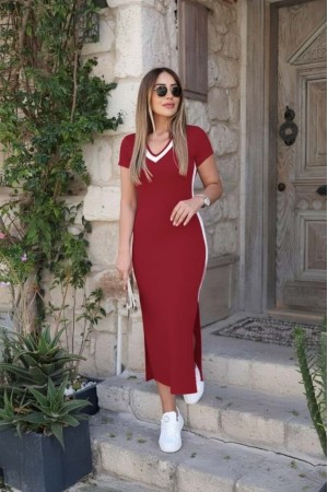 K72255-KIRMIZI KIRMIZI ELBİSE