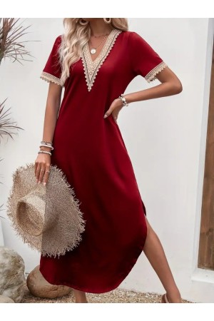 K72268-BORDO BORDO ELBİSE