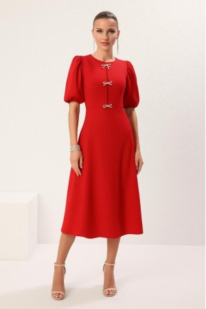 K72279-KIRMIZI KIRMIZI ELBİSE