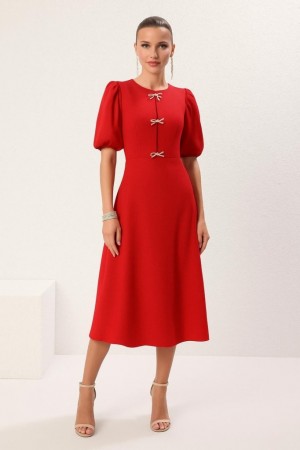 K72279-KIRMIZI KIRMIZI ELBİSE