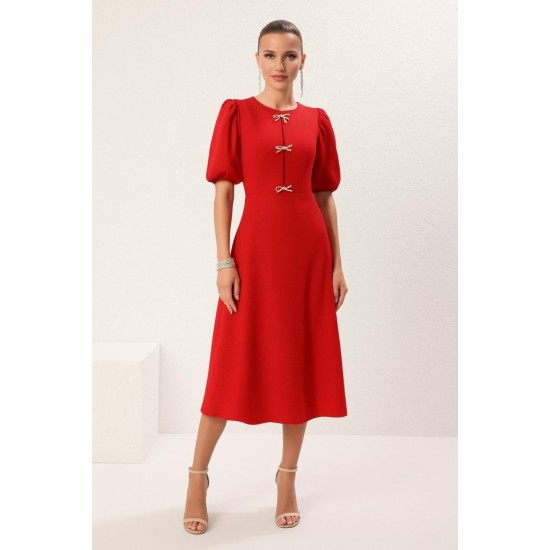 K72279-KIRMIZI KIRMIZI ELBİSE