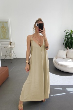 K72299-BEJ BEIGE DRESS