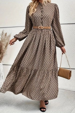 K72311-VIZON "SÜTLÜ KAHVE" DRESS