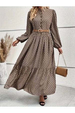 K72311-VIZON SÜTLÜ KAHVE ELBİSE