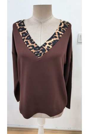 K72371-KAHVE KAHVE BLUZ