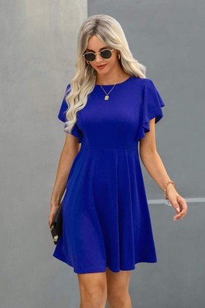 K72380-SAKS SAKS MAVİ ELBİSE