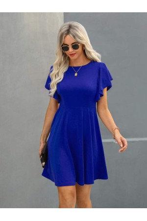 K72380-SAKS SAKS MAVİ ELBİSE