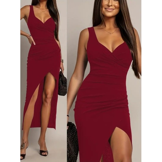 K72381-BORDO Burgundy DRESS