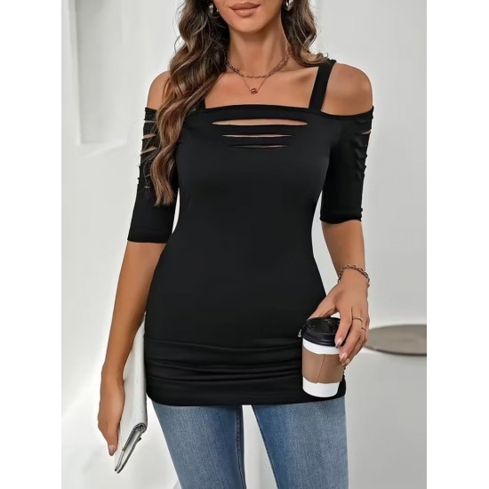 K72382-SIYAH BORDO BLUZ