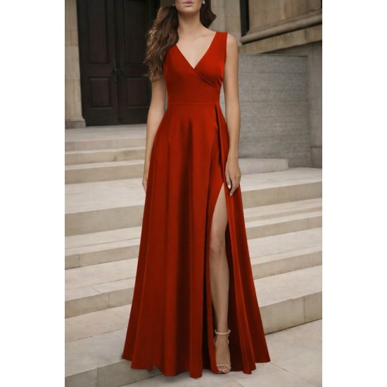 K72383-KIRMIZI RED DRESS