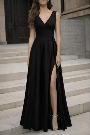 K72383-SIYAH SİYAH ELBİSE