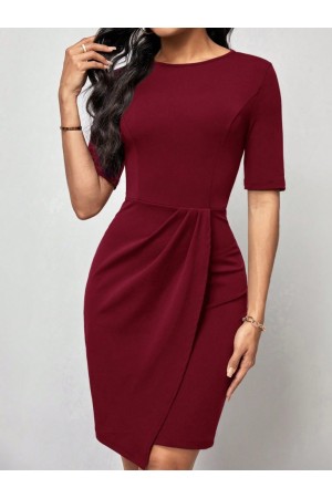 K72384-BORDO BORDO ELBİSE