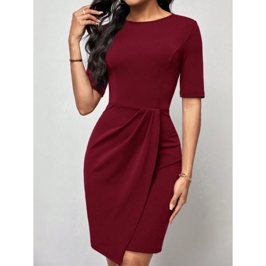 K72384-BORDO Burgundy DRESS