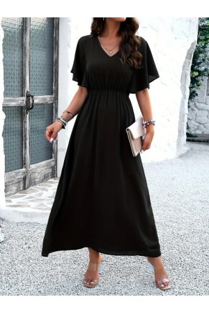 K73074-SIYAH SİYAH ELBİSE