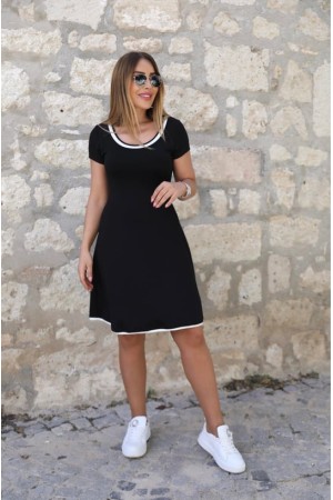 K76088-SIYAH SİYAH ELBİSE