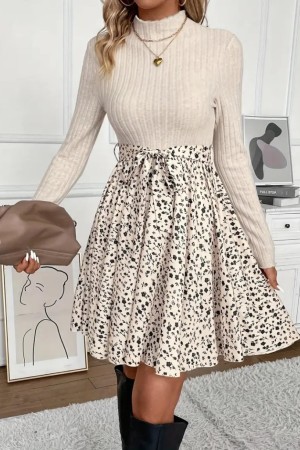 K76111-BEJ BEIGE DRESS