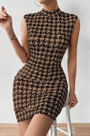 K76142-KAHVE COFFEE DRESS